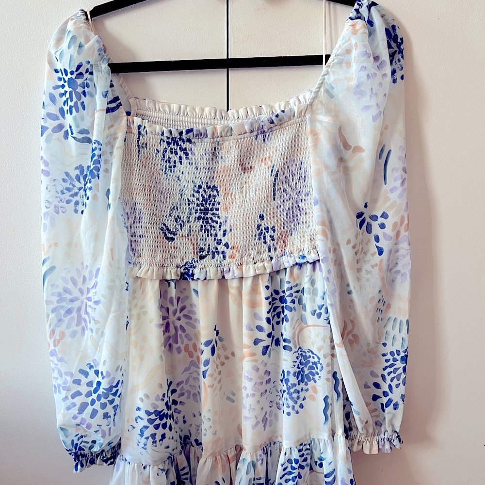 Aritzia Floral Long Sleeve Dress - Blue and Purple
